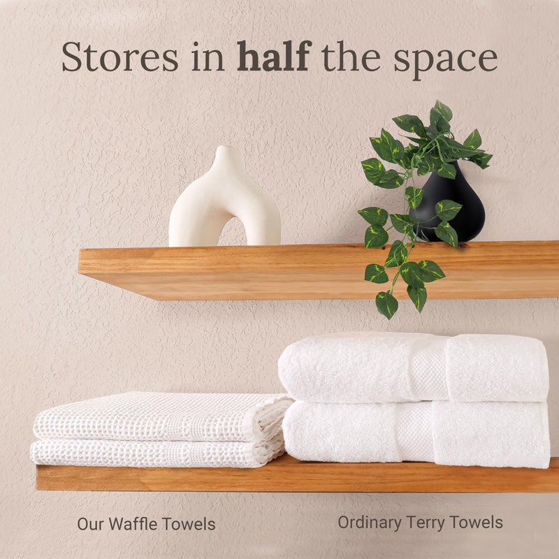 GILDEN TREE Waffle Hand Towels for Bathroom Quick Dry Towel Super Absorbent Thin 100% Cotton Lint Free, Hand Towels for Bathroom Set of 2, Classic Style (White) - Image 5